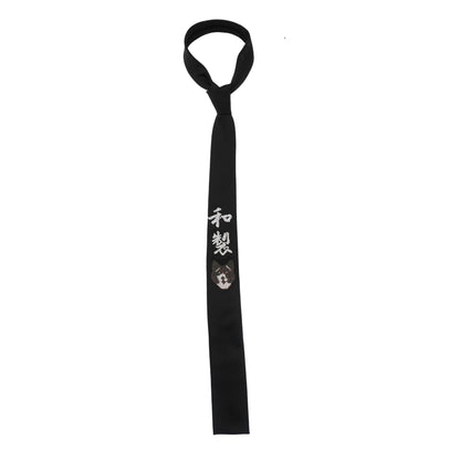 Yohji Yamamoto Corbata Embroidered Dog Kanji Black