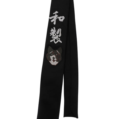 Yohji Yamamoto Corbata Embroidered Dog Kanji Black