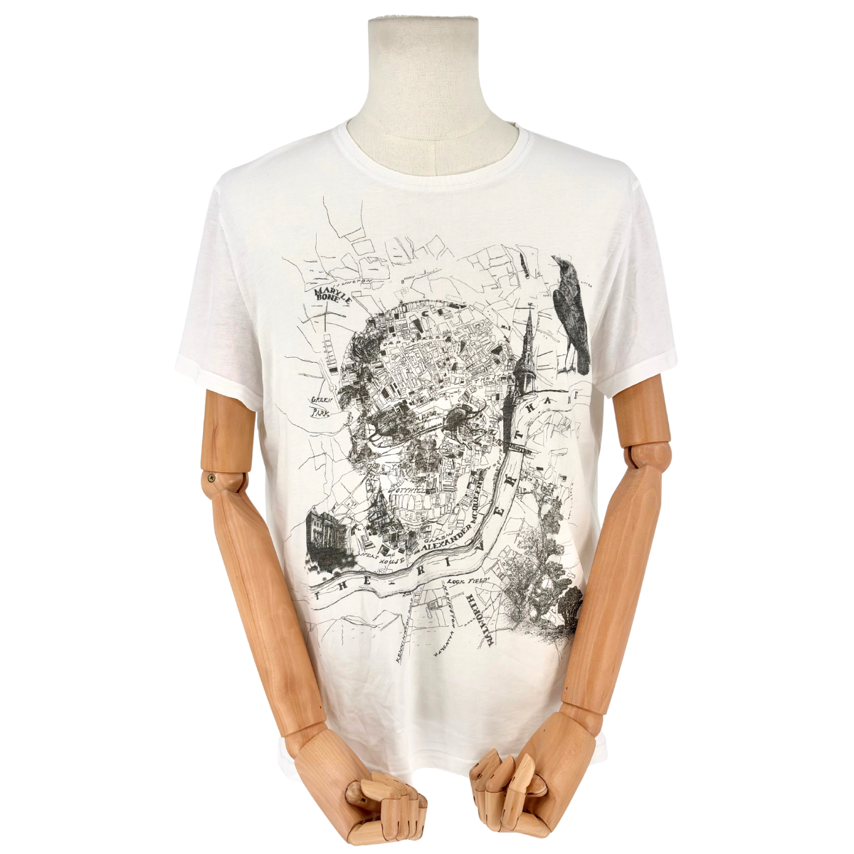 Playera Alexander McQueen London Map Skull Blanco