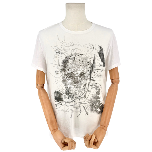 Playera Alexander McQueen London Map Skull Blanco