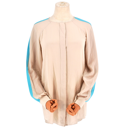 Blusa Chloé Silk Blue Stripe