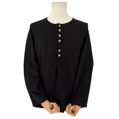 Playera Yohji Yamamoto Henley Negro