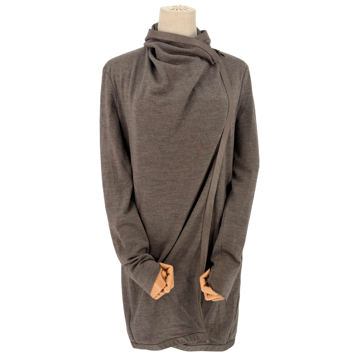 Chamarra Helmut Lang Wool Leather Trim Gris