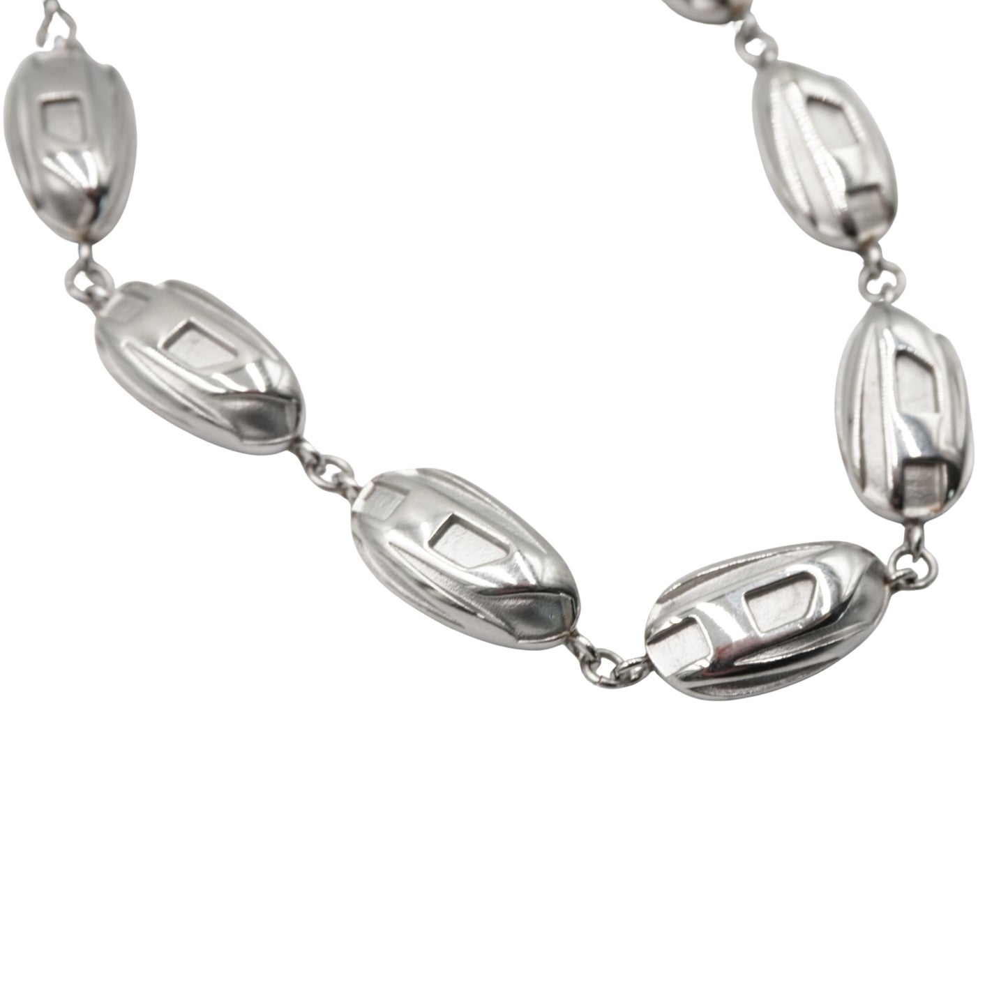 Collar Diesel Sculptural Metal Link Silver