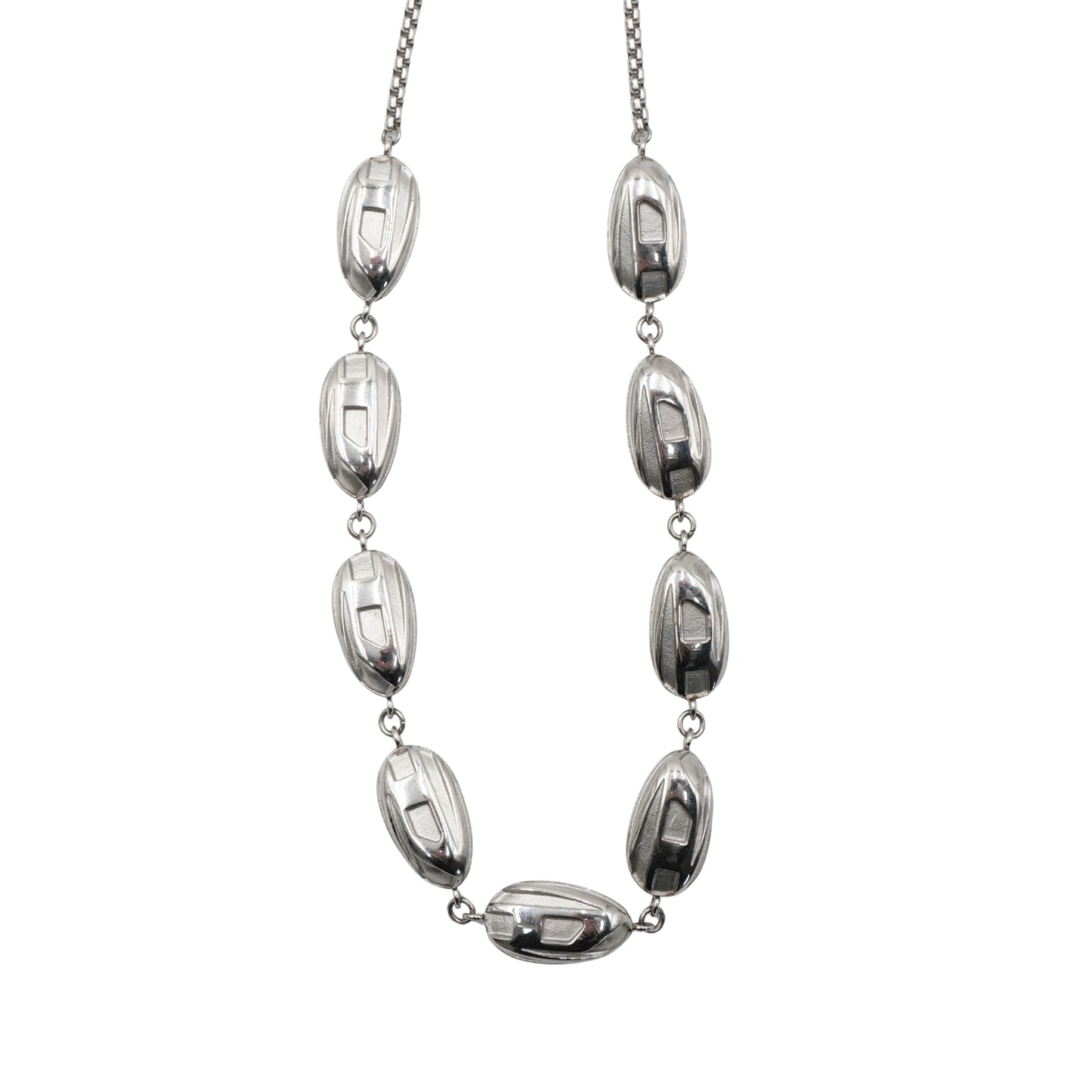 Collar Diesel Sculptural Metal Link Silver
