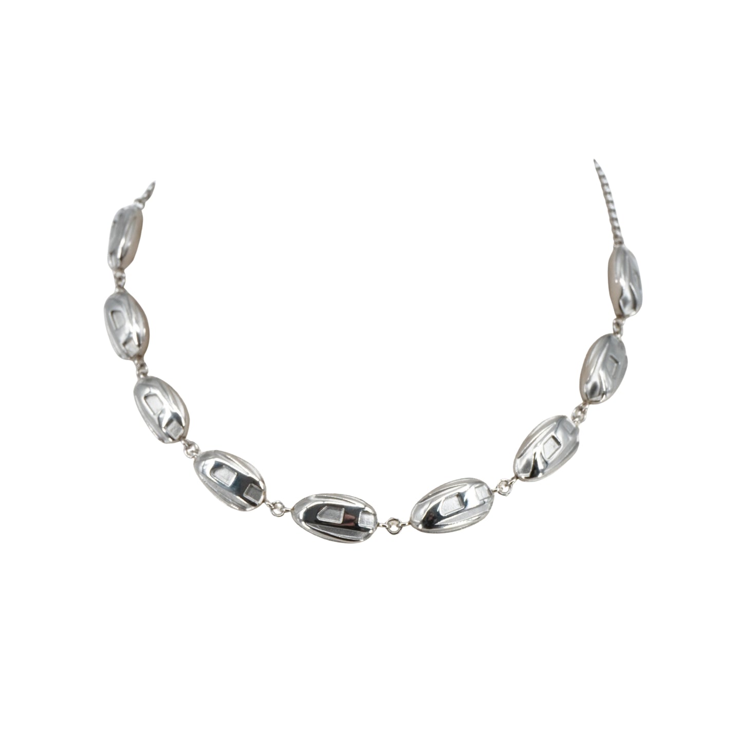 Collar Diesel Sculptural Metal Link Silver