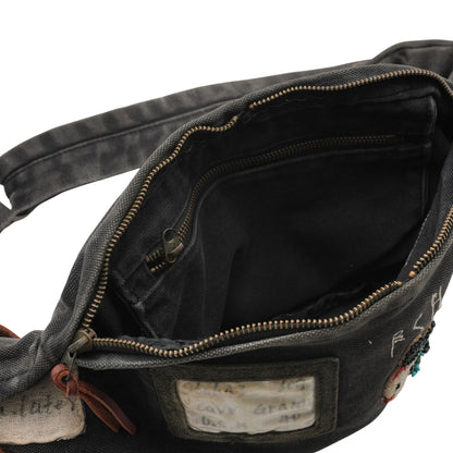 Kapital Bolsa Bandolera Con Parches Gris Oscuro