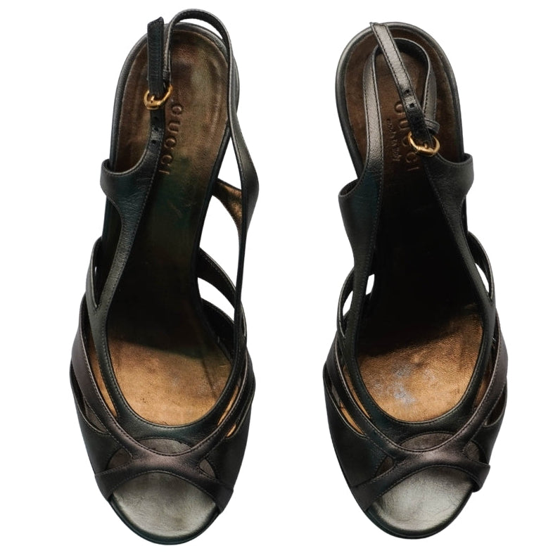 Tacones Gucci Metallic Bronze Platform Slingback