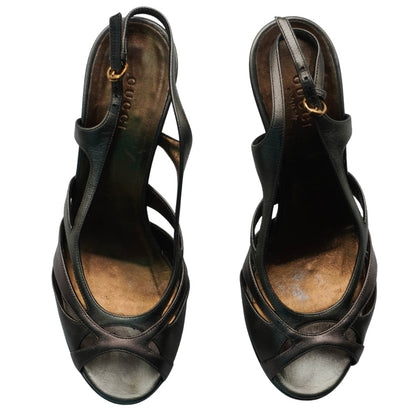 Tacones Gucci Metallic Bronze Platform Slingback