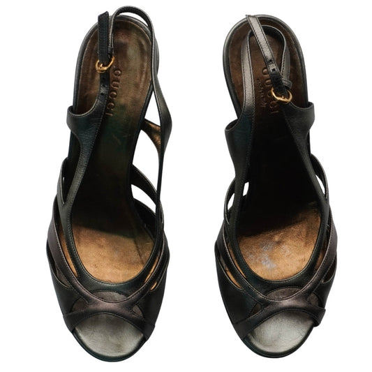Tacones Gucci Metallic Bronze Platform Slingback