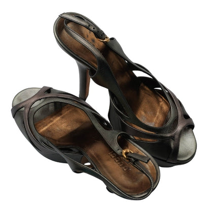 Tacones Gucci Metallic Bronze Platform Slingback