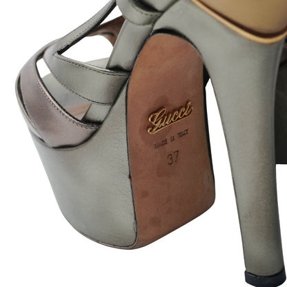 Tacones Gucci Metallic Bronze Platform Slingback