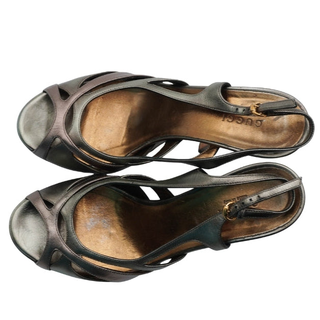 Tacones Gucci Metallic Bronze Platform Slingback
