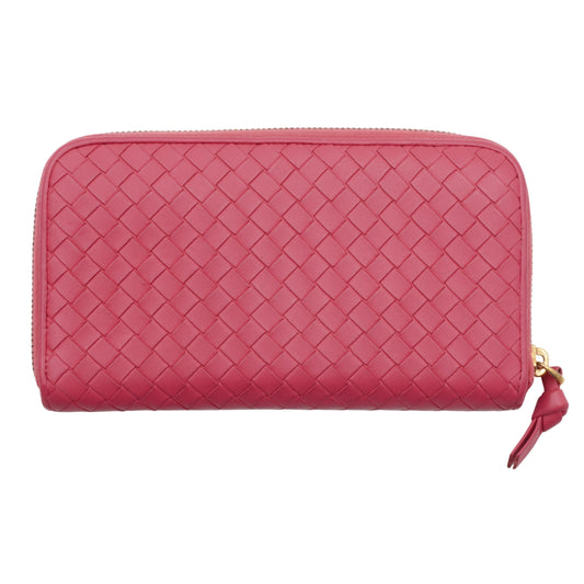 Cartera Bottega Veneta Intrecciato Zip Around Long Pink