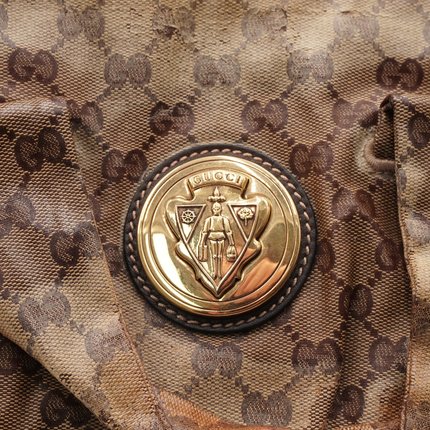 Bolsa Gucci Vintage Canvas Leather