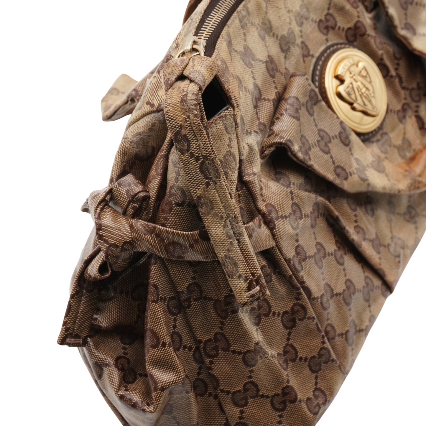 Bolsa Gucci Vintage Canvas Leather