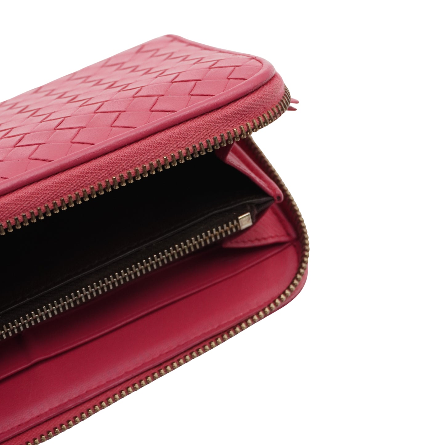Cartera Bottega Veneta Intrecciato Zip Around Long Pink