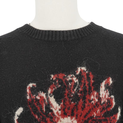 Yohji Yamamoto Suéter Flowers and Boys Chrysanthemum Knit Black