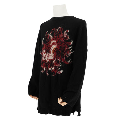 Yohji Yamamoto Suéter Flowers and Boys Chrysanthemum Knit Black