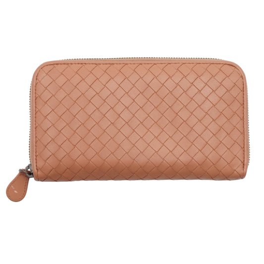 Cartera Bottega Veneta Intrecciato Zip Around Beige