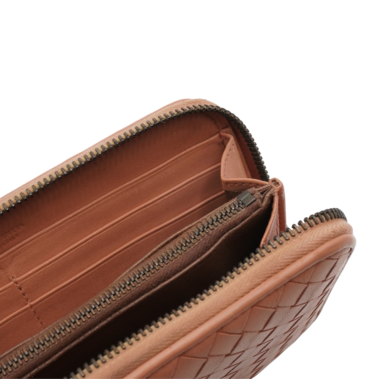Cartera Bottega Veneta Intrecciato Zip Around Beige