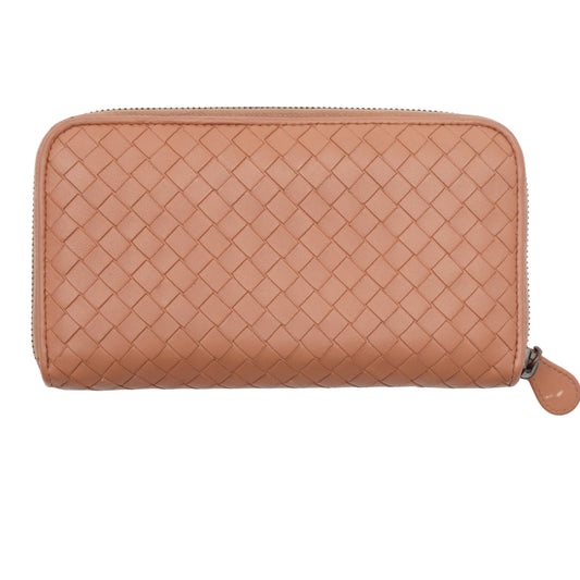 Cartera Bottega Veneta Intrecciato Zip Around Beige