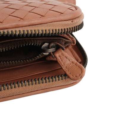 Cartera Bottega Veneta Intrecciato Zip Around Beige