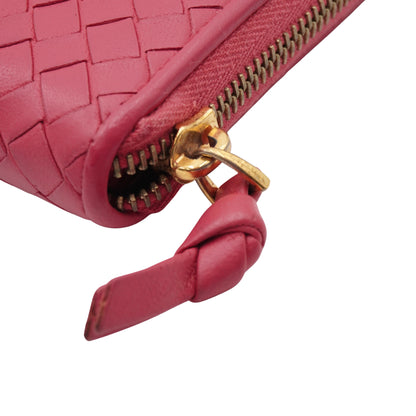 Cartera Bottega Veneta Intrecciato Zip Around Long Pink