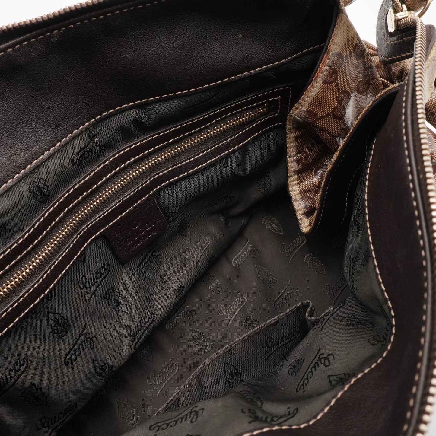 Bolsa Gucci Vintage Canvas Leather