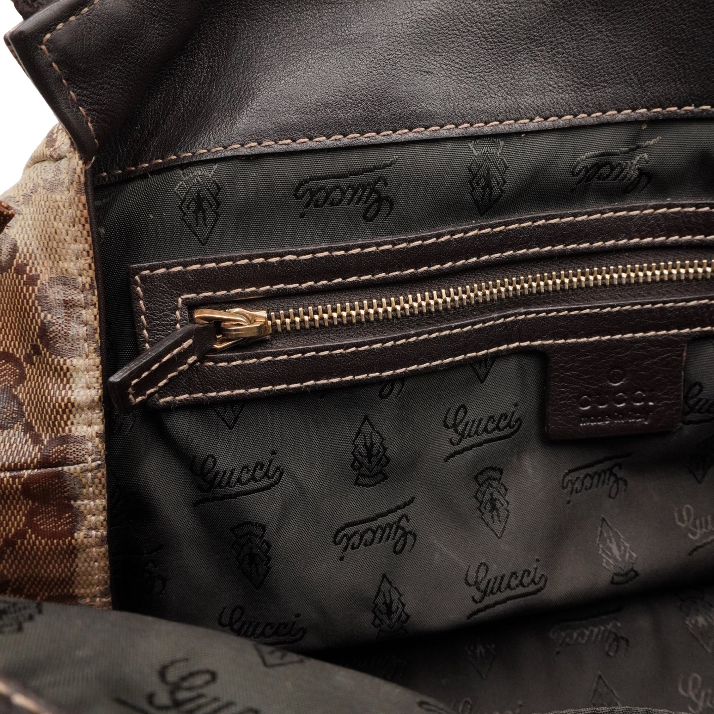 Bolsa Gucci Vintage Canvas Leather