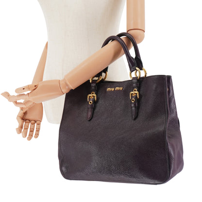Bolsa Miu Miu Leather Tote Purple