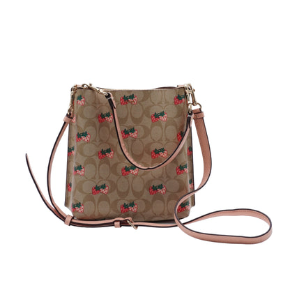 Bolsa Coach Bucket Leather Fresas