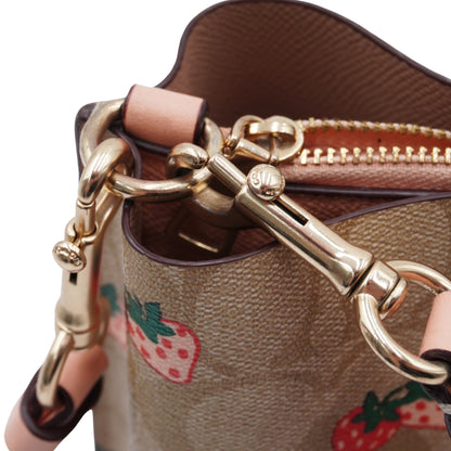 Bolsa Coach Bucket Leather Fresas