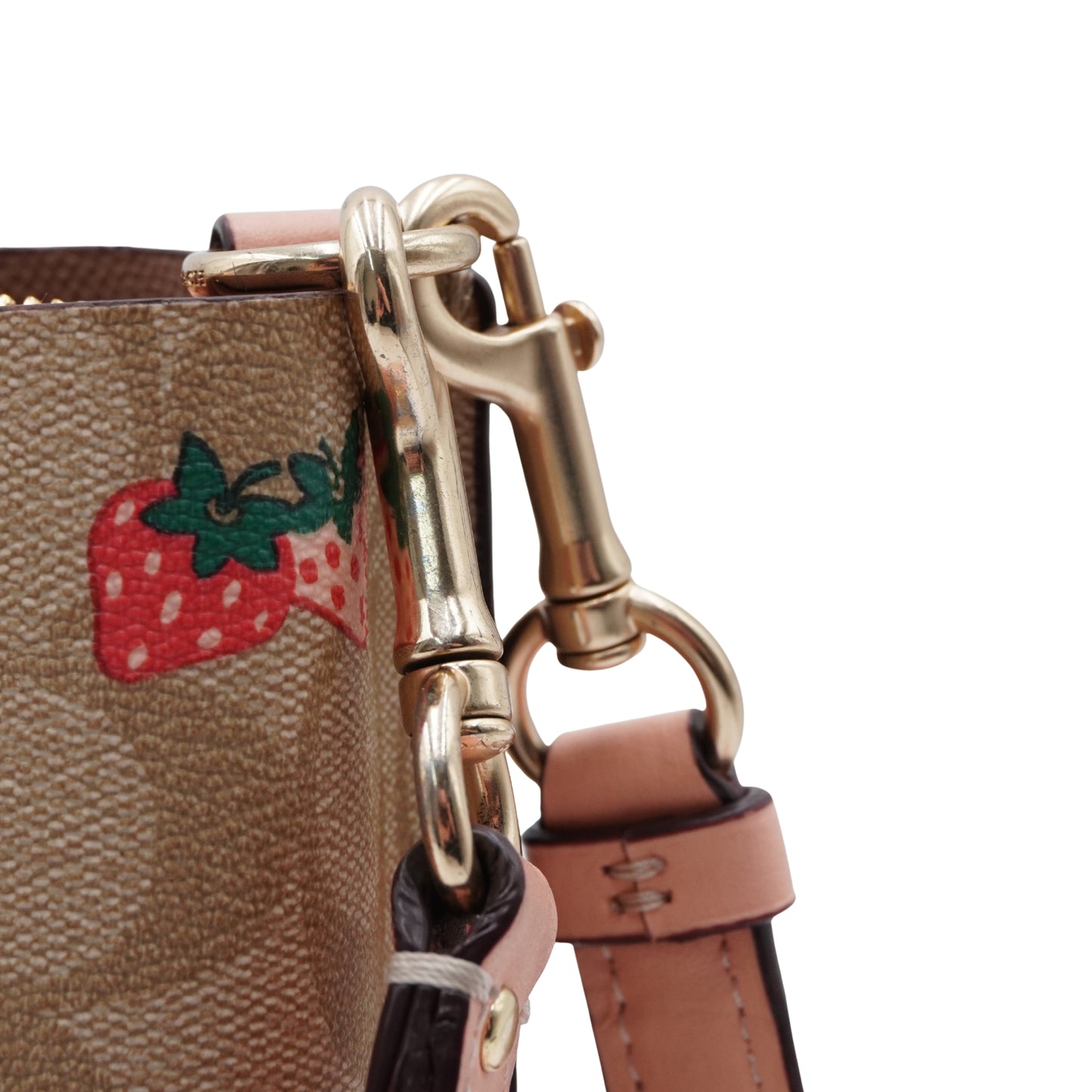 Bolsa Coach Bucket Leather Fresas