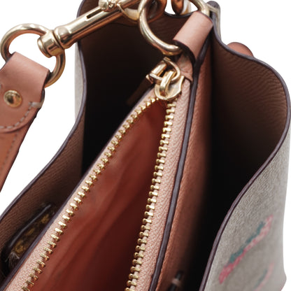 Bolsa Coach Bucket Leather Fresas