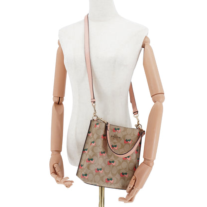 Bolsa Coach Bucket Leather Fresas