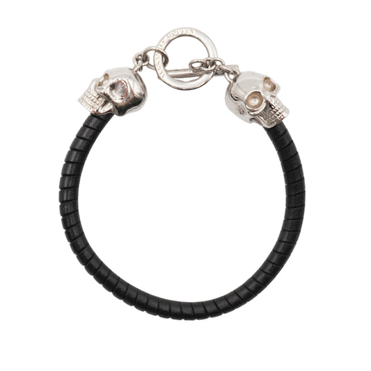 Pulsera Alexander Mcqueen Calavera Tbar Plateado 21 Cm
