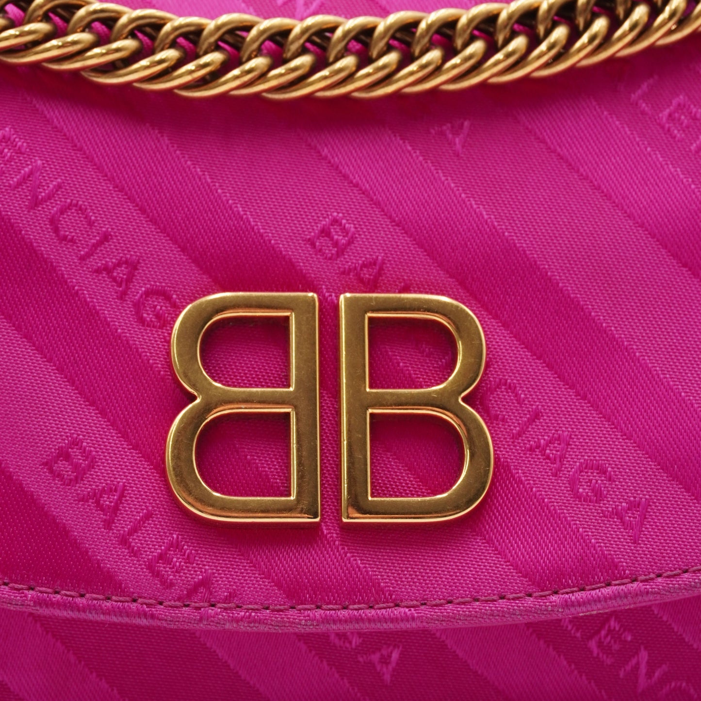 Bolsa Balenciaga Satin Jacquard BB S Round Chain Rosa