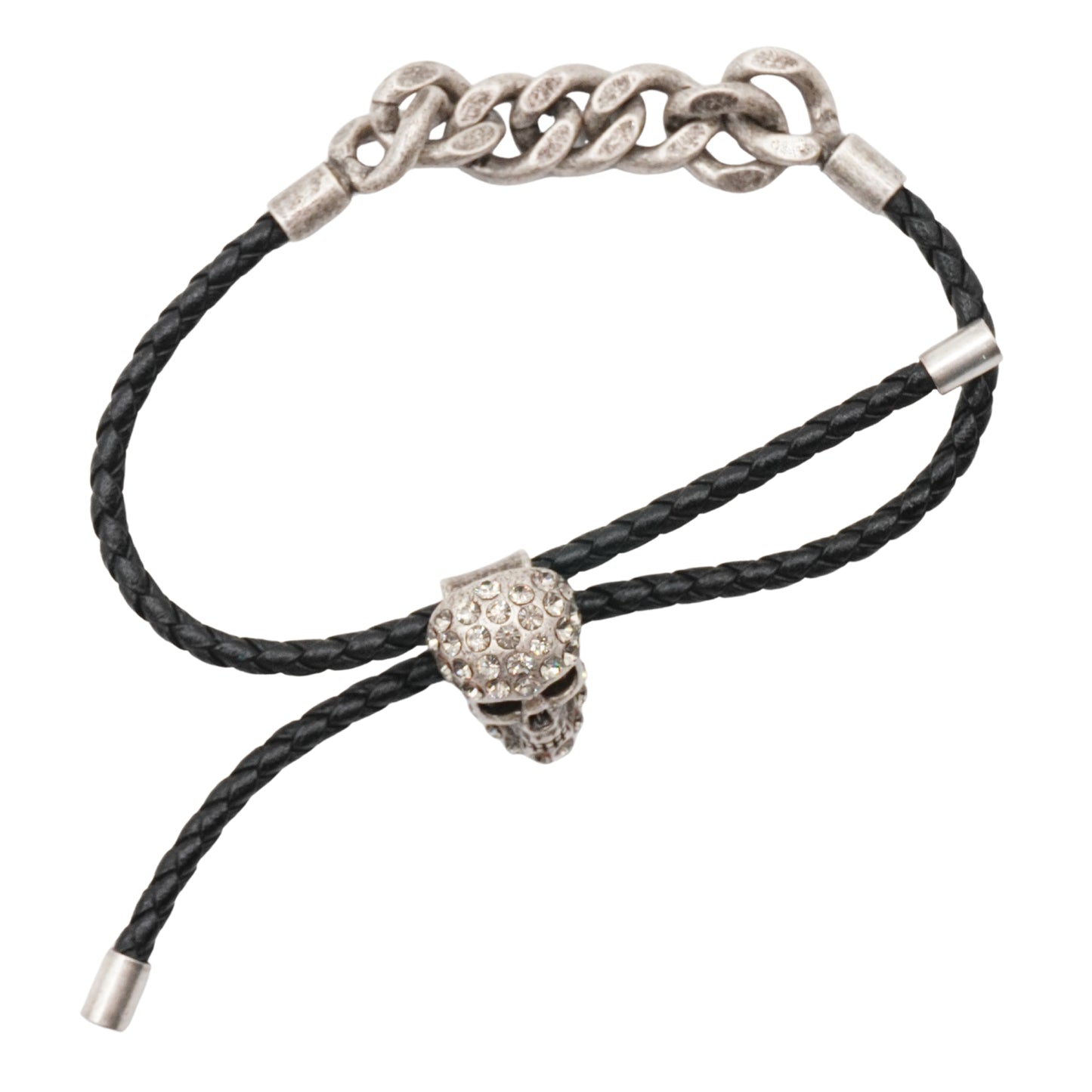 Pulsera Alexander McQueen Twin Skull Braided Leather