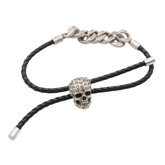 Pulsera Alexander McQueen Twin Skull Braided Leather