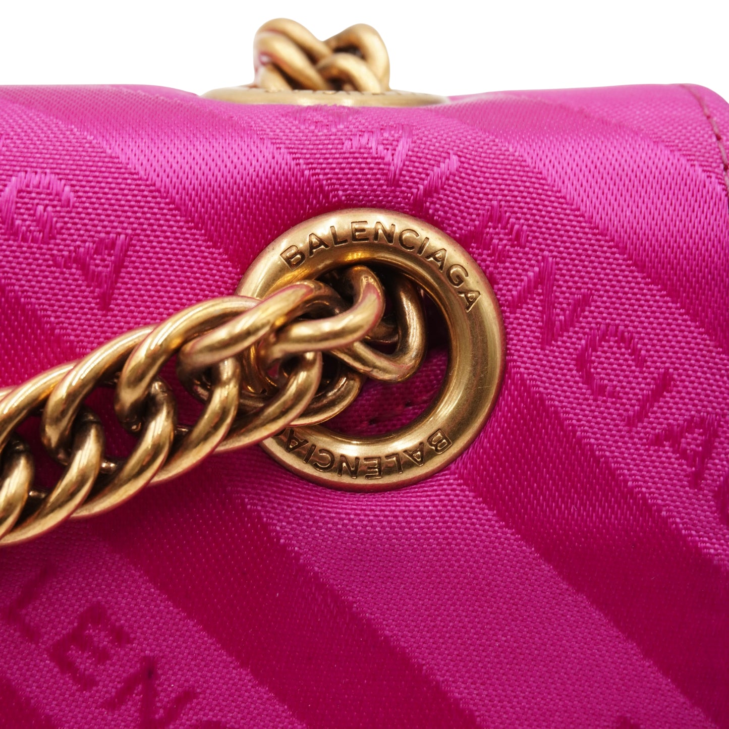 Bolsa Balenciaga Satin Jacquard BB S Round Chain Rosa