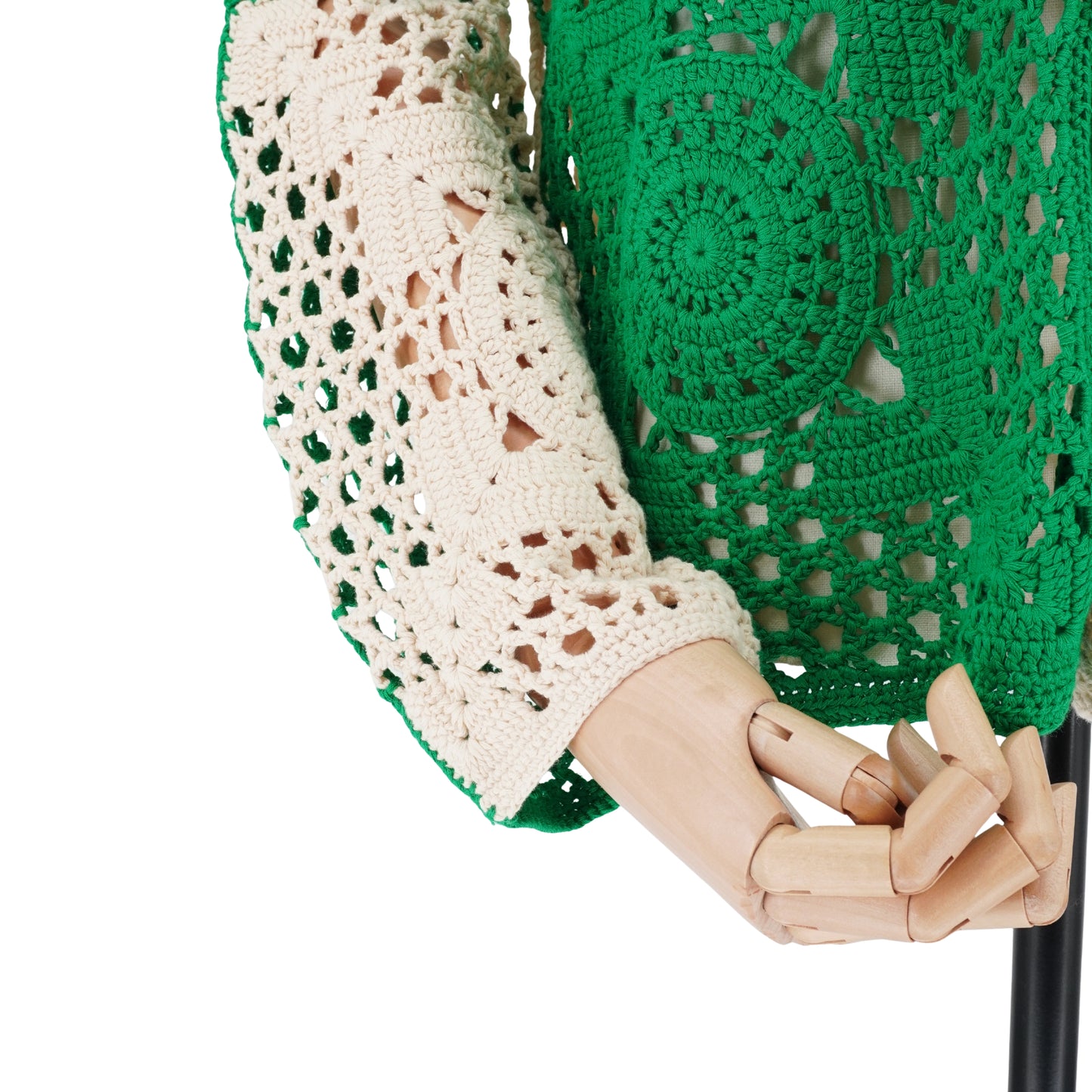 Camisa Bode Duotone Crochet Overshirt Green