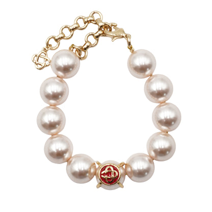 Bracelet Casablanca Pearl Red Enamel Logo