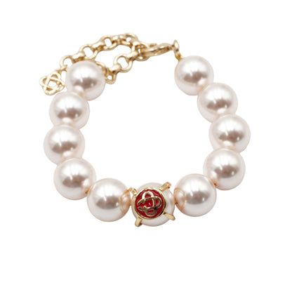Bracelet Casablanca Pearl Red Enamel Logo