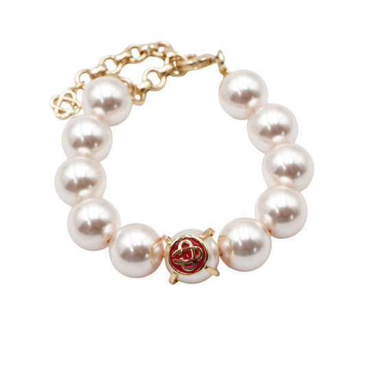 Bracelet Casablanca Pearl Red Enamel Logo