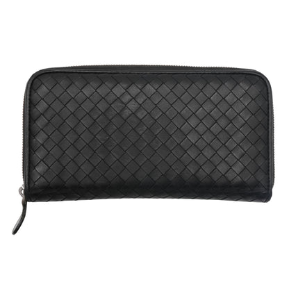 Cartera Bottega Veneta Intrecciato Zip Around Black