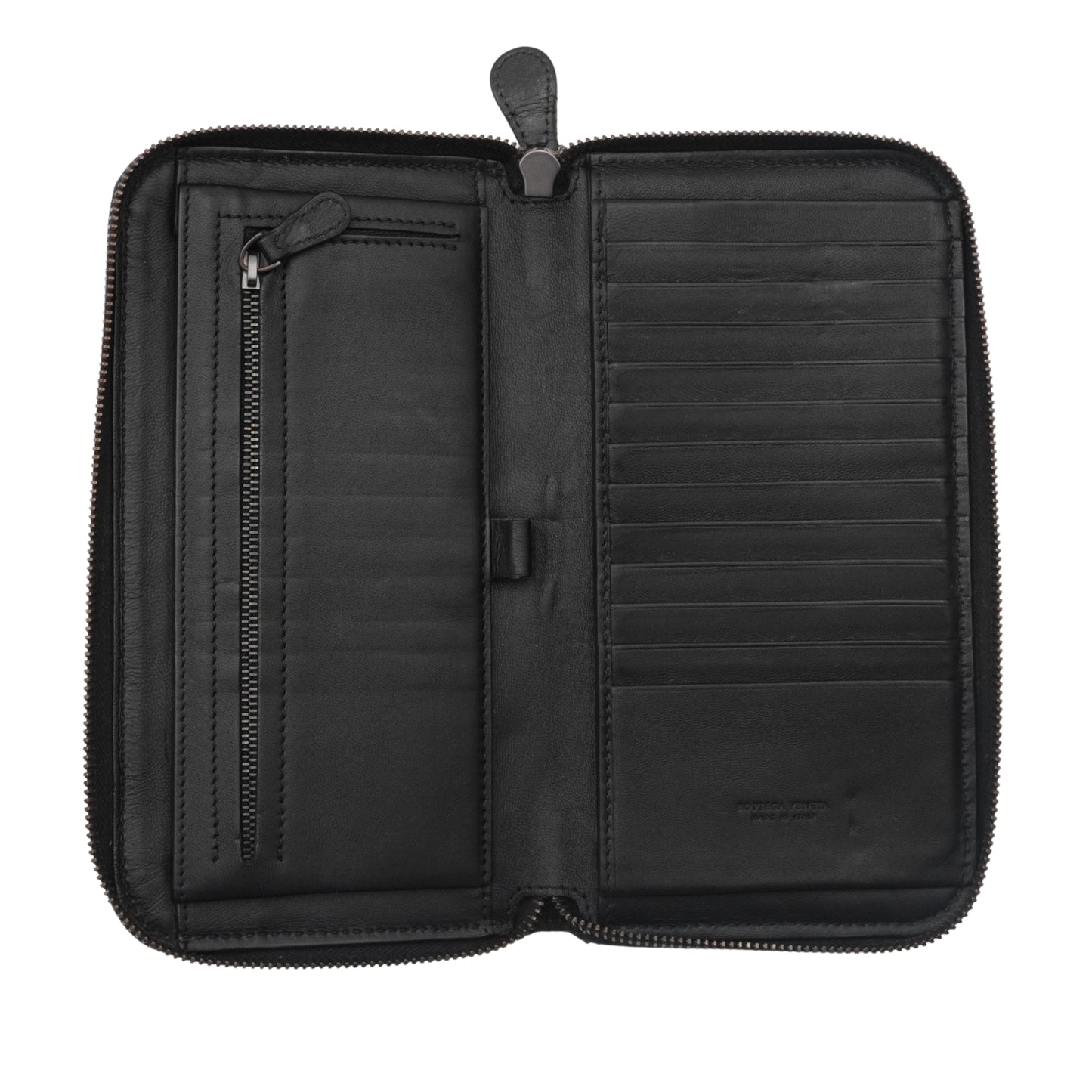Cartera Bottega Veneta Intrecciato Zip Around Black