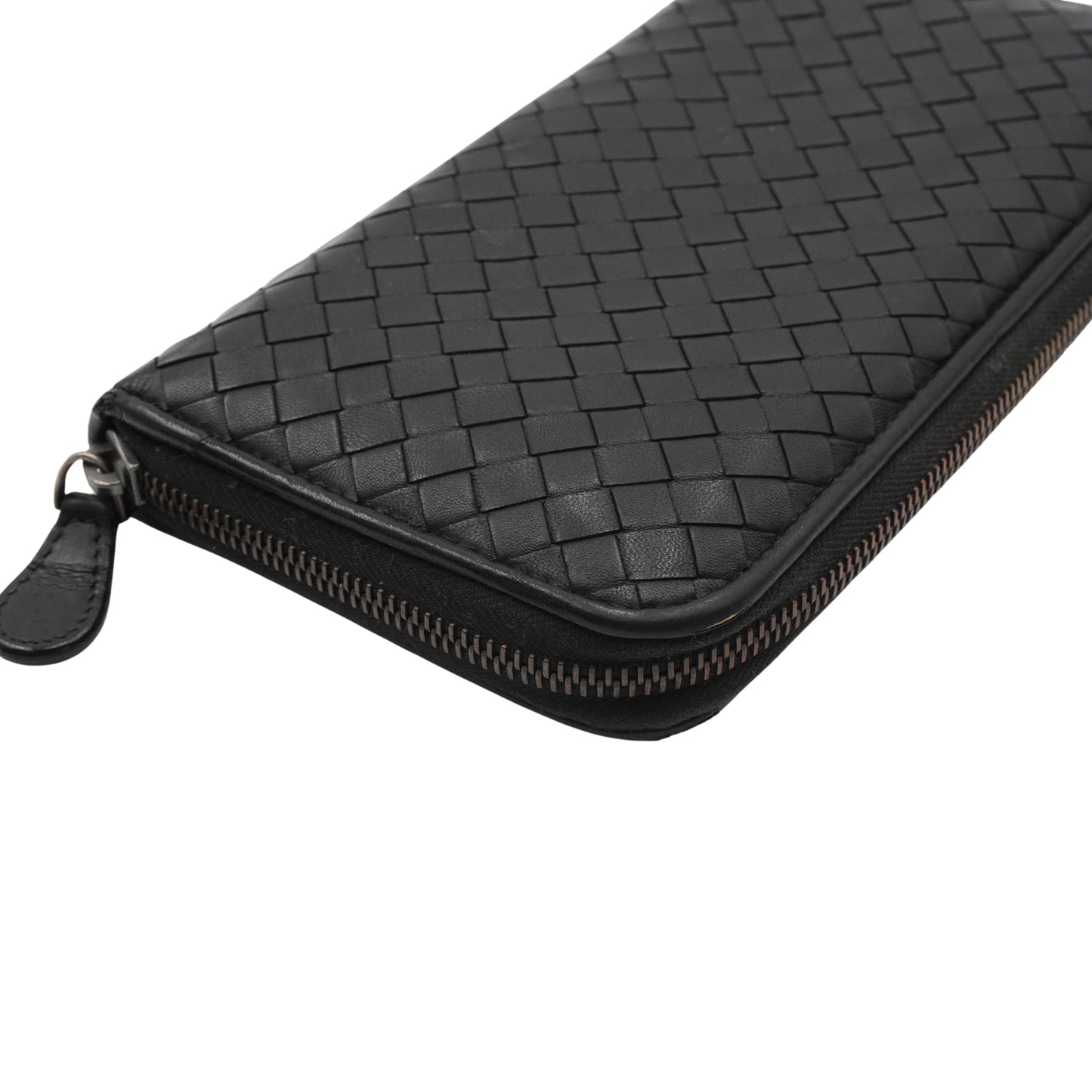 Cartera Bottega Veneta Intrecciato Zip Around Black