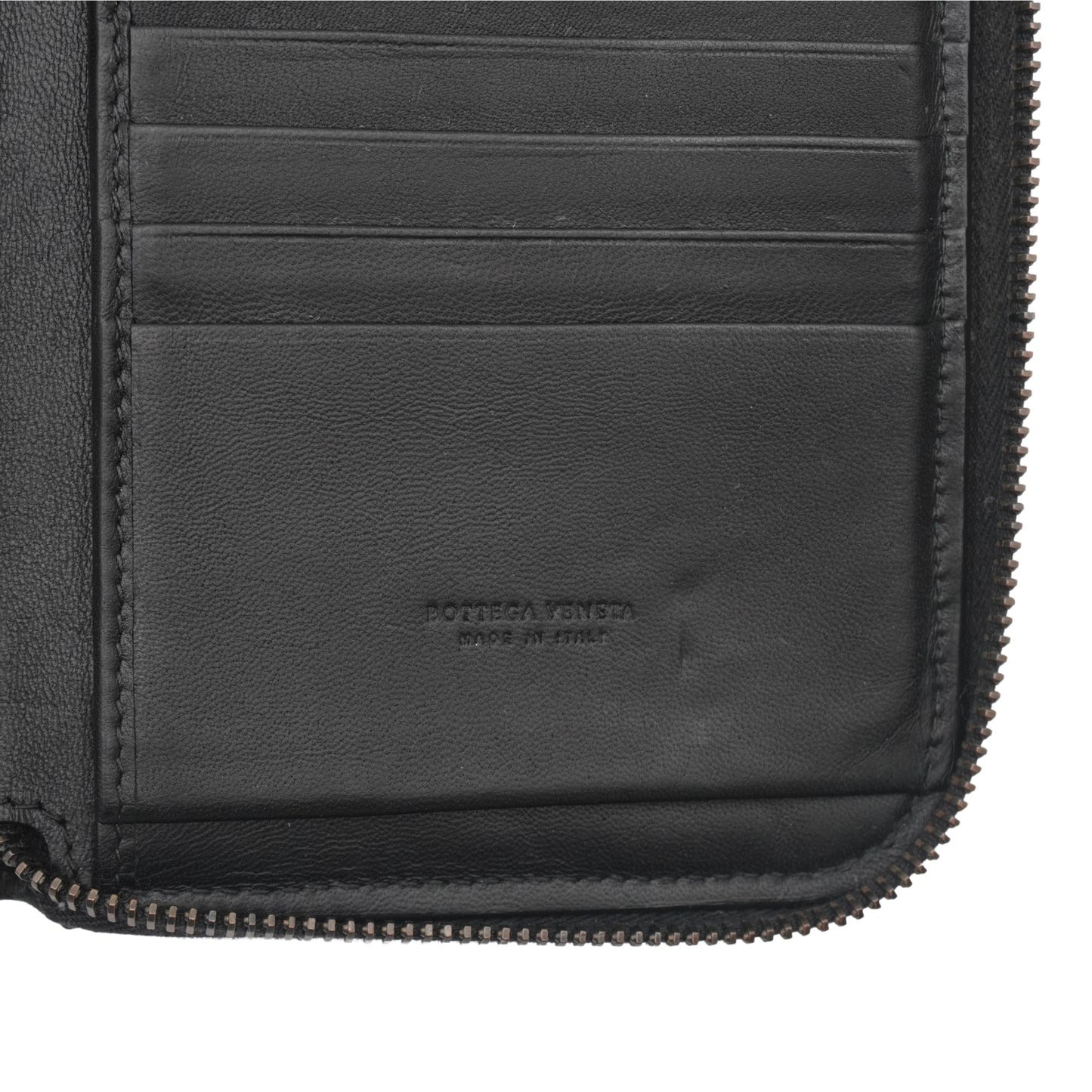 Cartera Bottega Veneta Intrecciato Zip Around Black