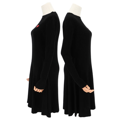 Vestido Comme des Garçons Play Vestido Ribbed Knit Dress Heart Logo Black
